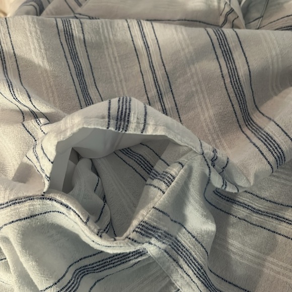 John Mark White Navy Stripes SZ M Cotton Blend Button Tunic Top - Picture 5 of 7